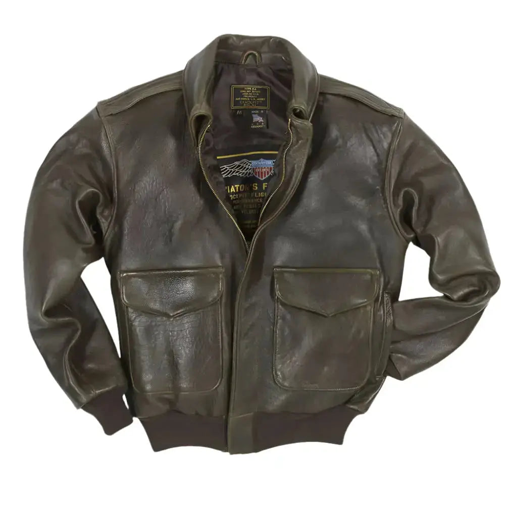 Men’s 100 Mission A-2 Pilot’s Leather Jacket-0
