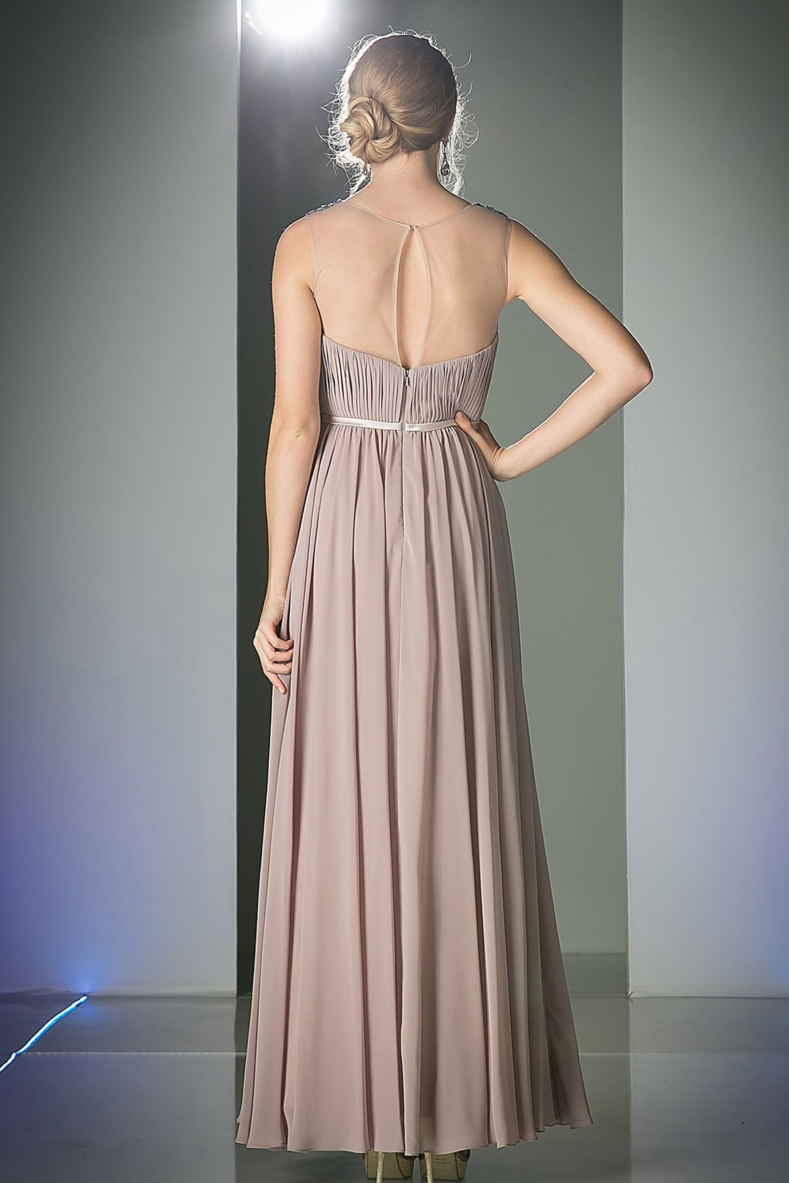 Beaded Chiffon Empire Waist Dress-1