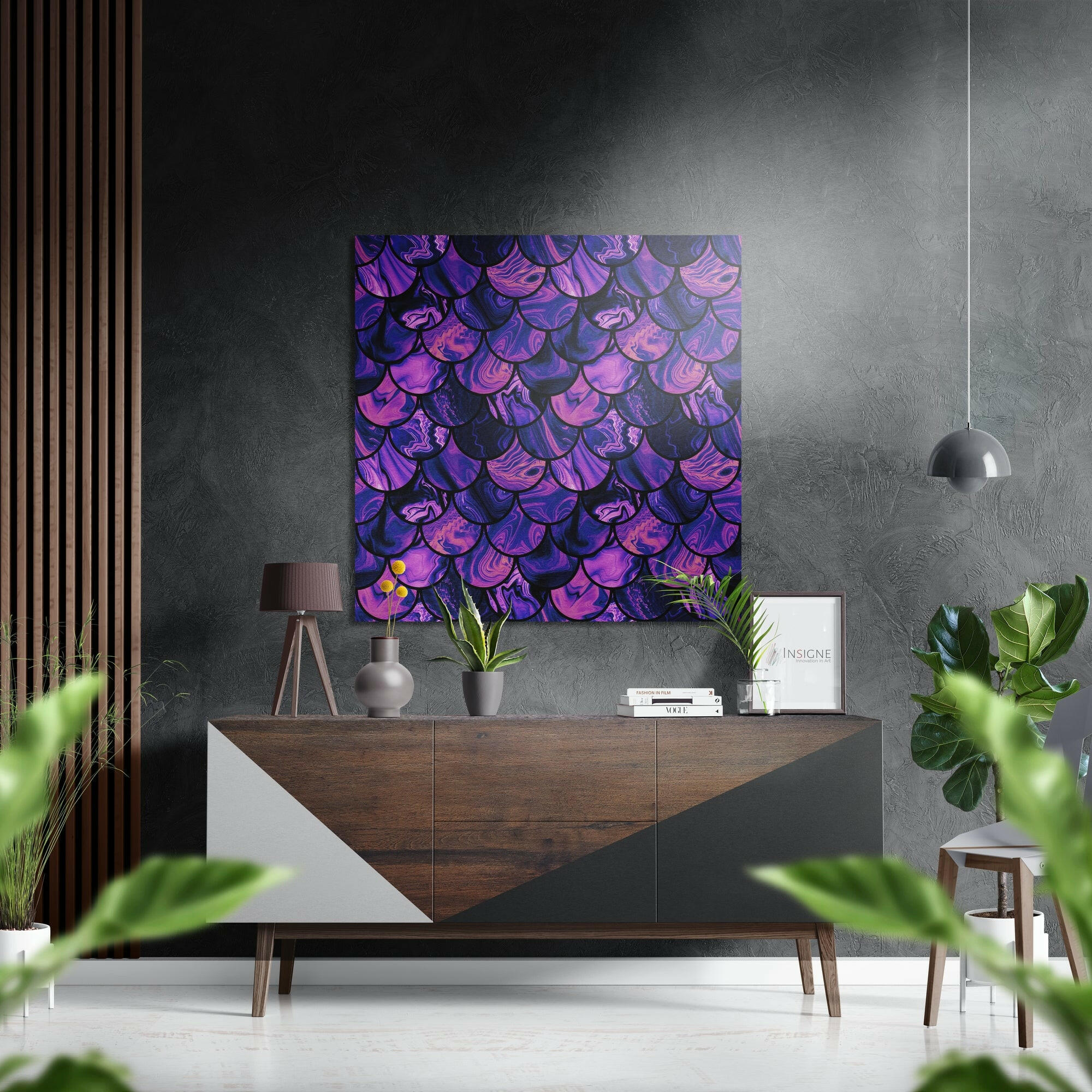 Purple Drops Brushed Aluminium Dibond Wall Art-0