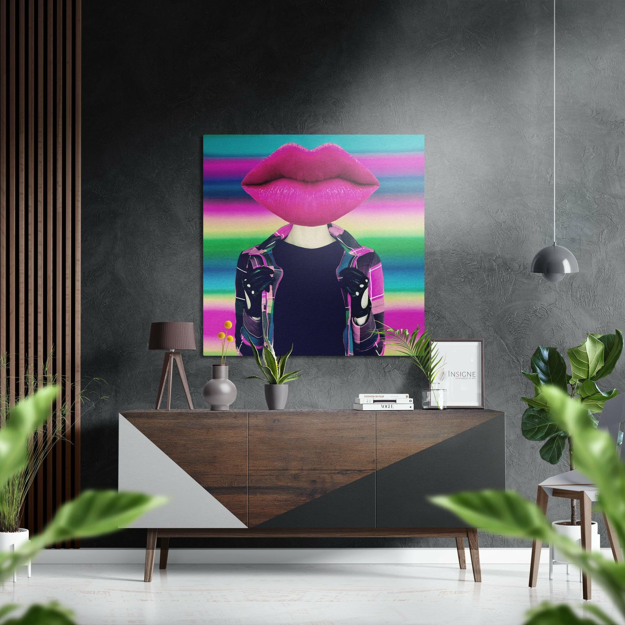 Lip Head Brushed Aluminium Dibond Wall Art-0