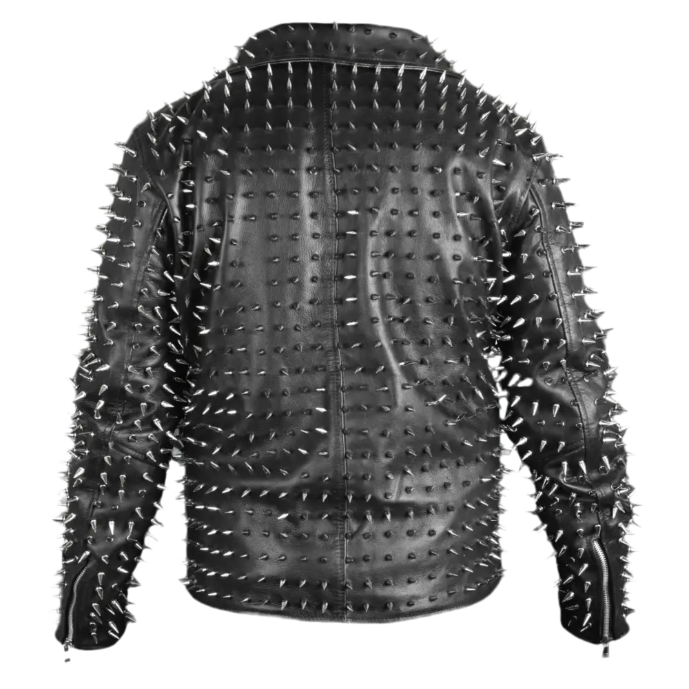 Men’s Punk Metal Studded Leather Jacket-1