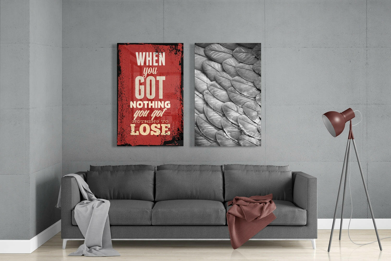 "When You Got Nothing" 2 Pieces Combine Glass Wall Art-2