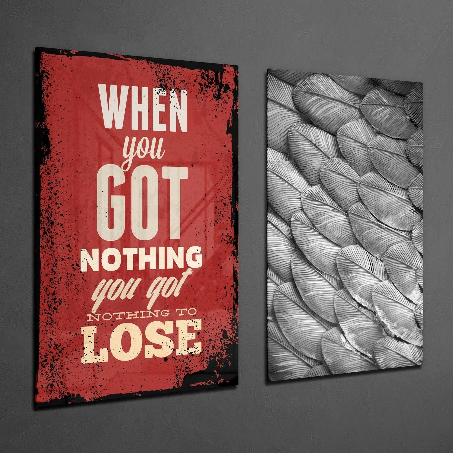 "When You Got Nothing" 2 Pieces Combine Glass Wall Art-1
