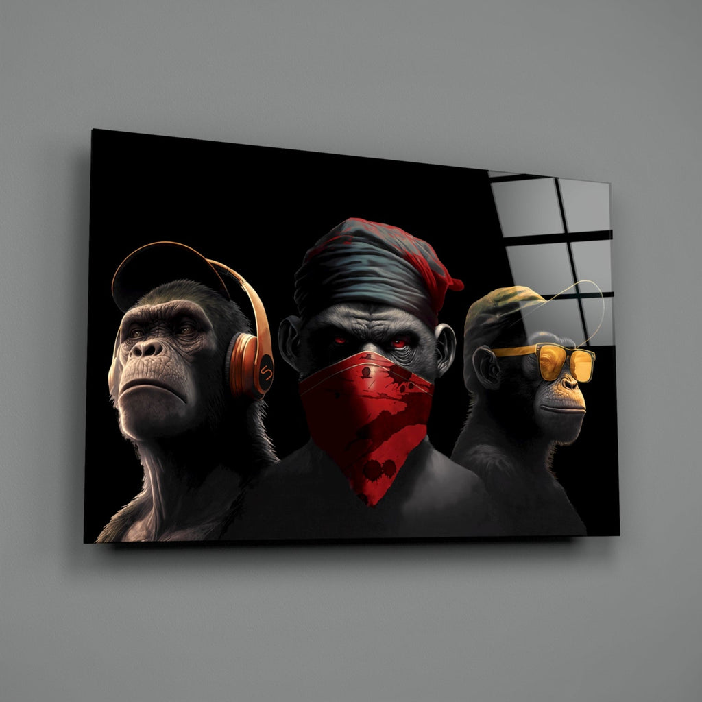 3 Wise Monkey Glass Wall Art  || Designer Collection-1