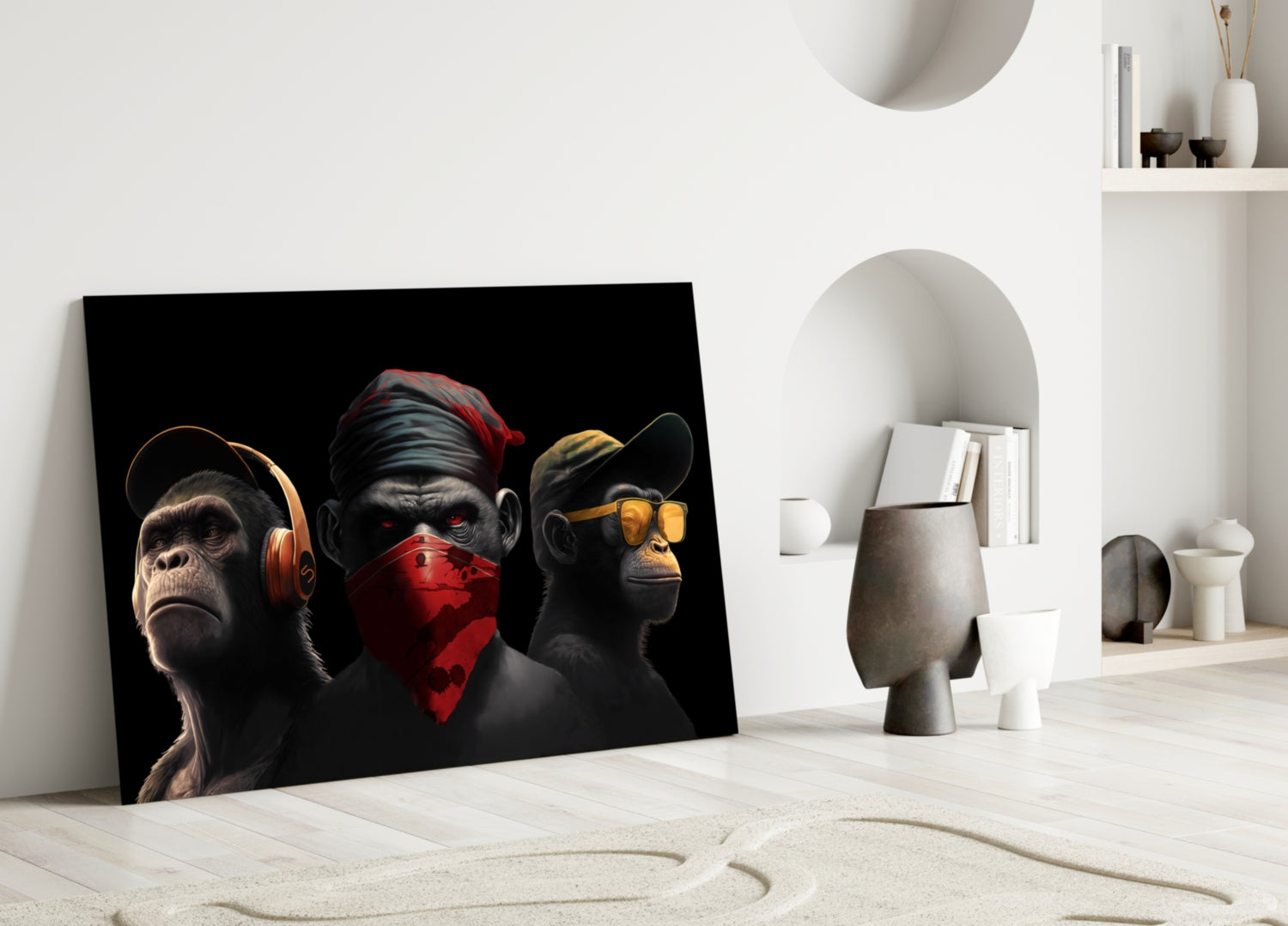 3 Wise Monkey Glass Wall Art  || Designer Collection-2