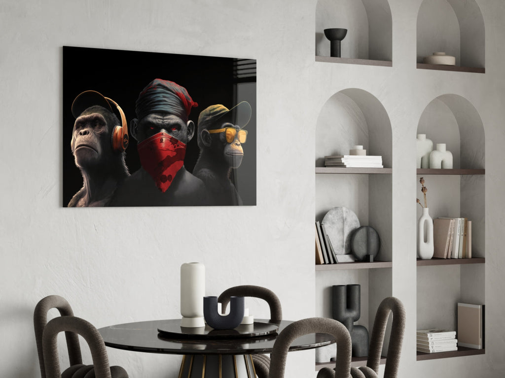 3 Wise Monkey Glass Wall Art  || Designer Collection-4