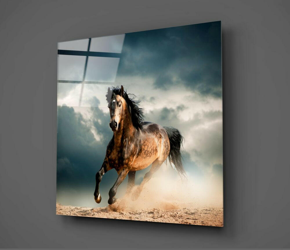 Running Horse Glass Wall Art-1