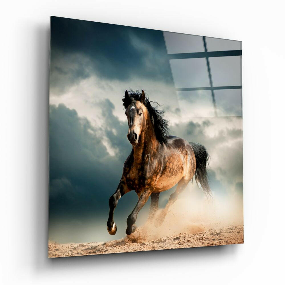 Running Horse Glass Wall Art-0