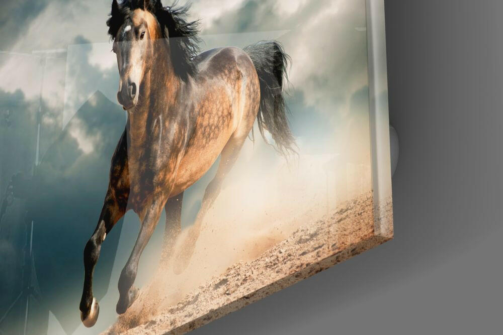 Running Horse Glass Wall Art-2
