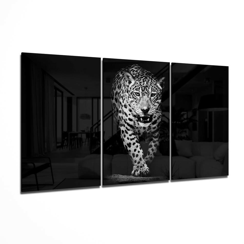 Leopard in the Dark Mega Glass Wall Art-0