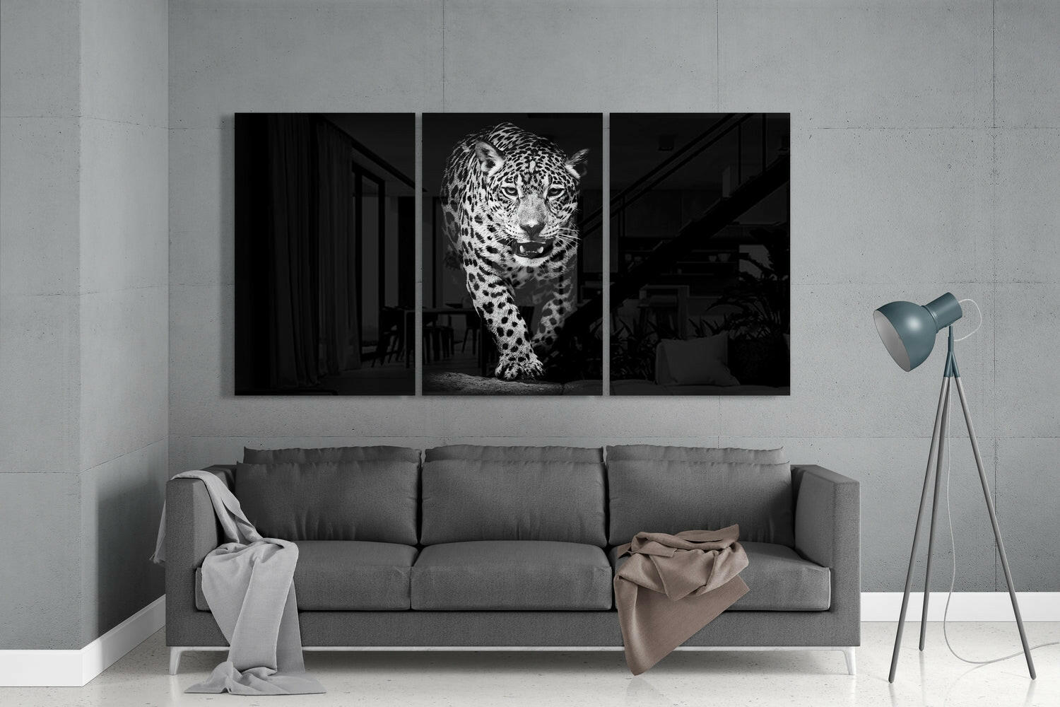 Leopard in the Dark Mega Glass Wall Art-2