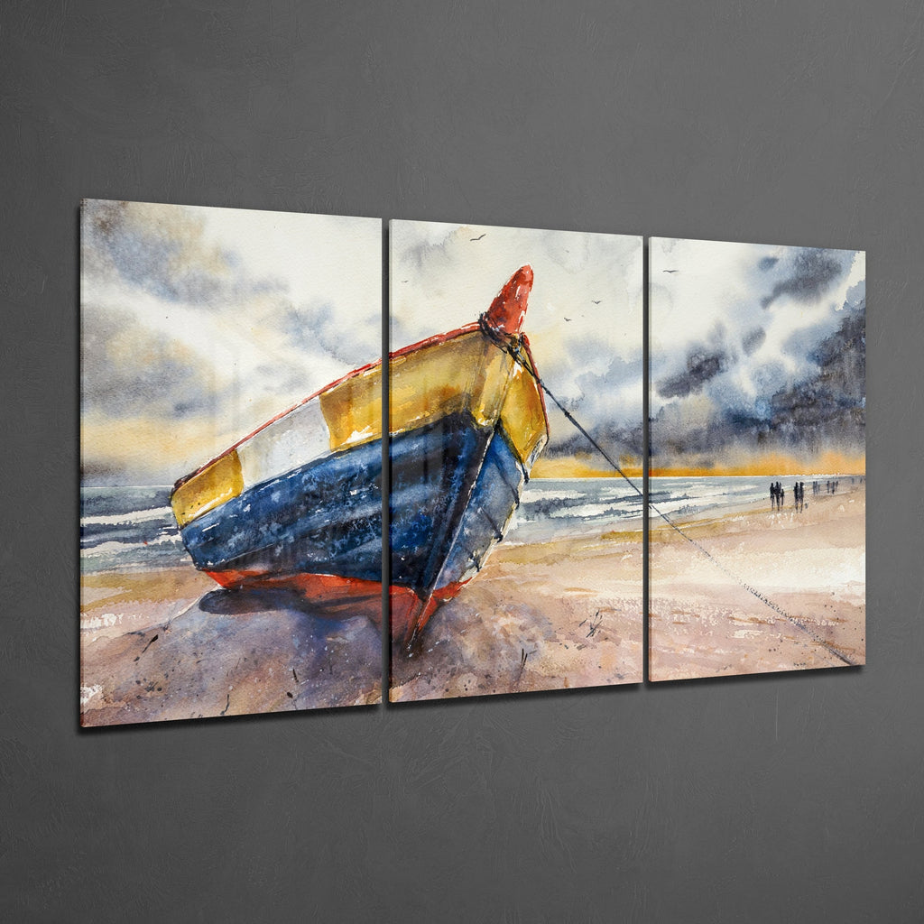 Abandoned Boat Mega Glass Wall Art-1