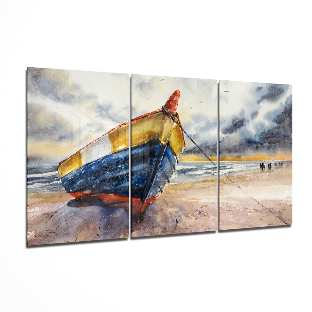 Abandoned Boat Mega Glass Wall Art-0