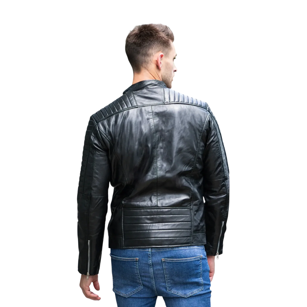 Men’s Black Fashion Leather Jacket-2