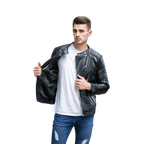 Men’s Black Fashion Leather Jacket-3