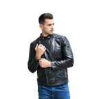 Men’s Black Fashion Leather Jacket-4