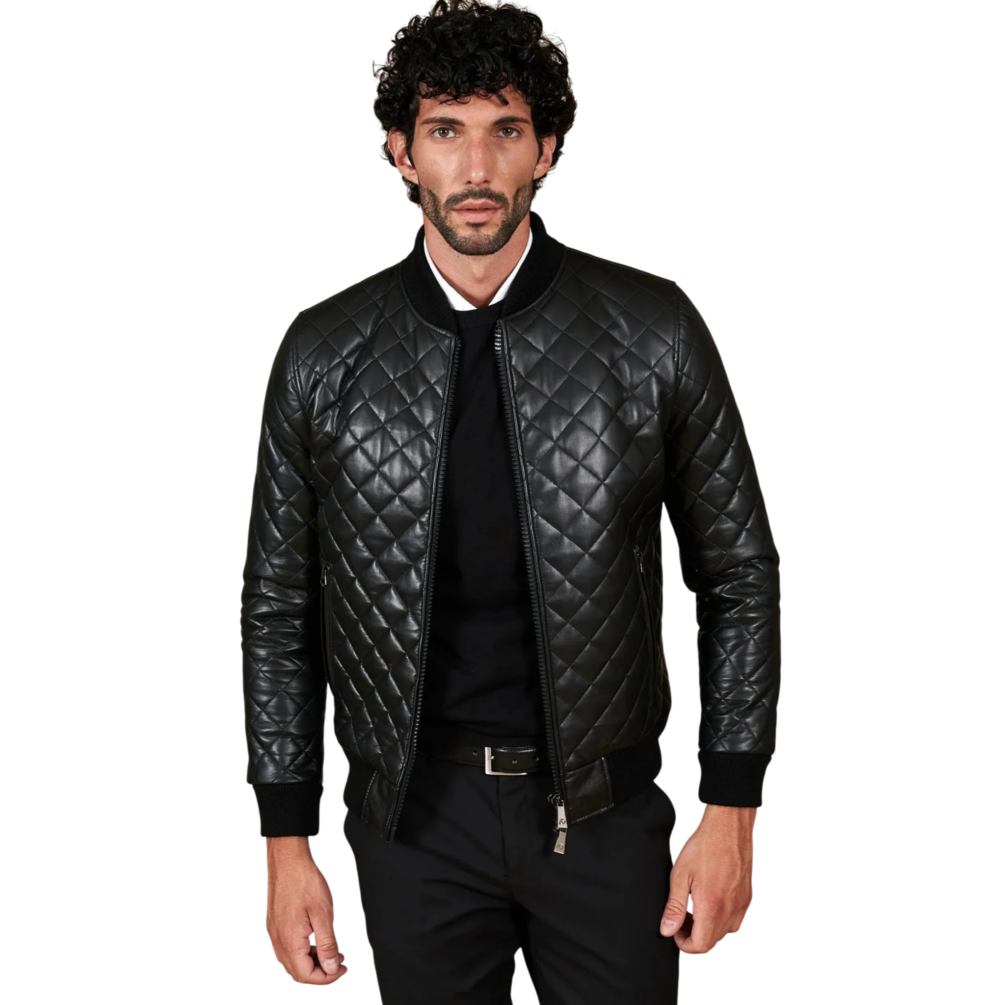 Men’s Black Slim Fit Leather Jacket-1