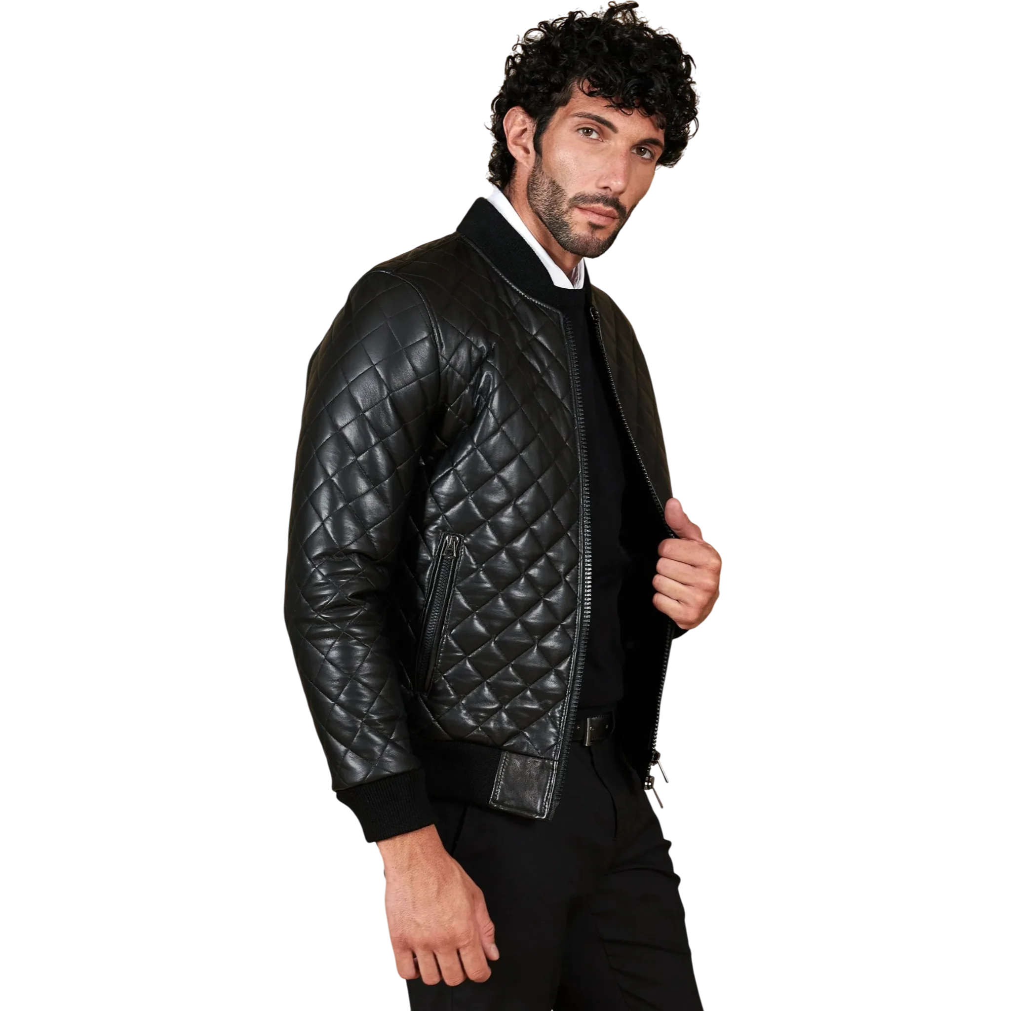Men’s Black Slim Fit Leather Jacket-4