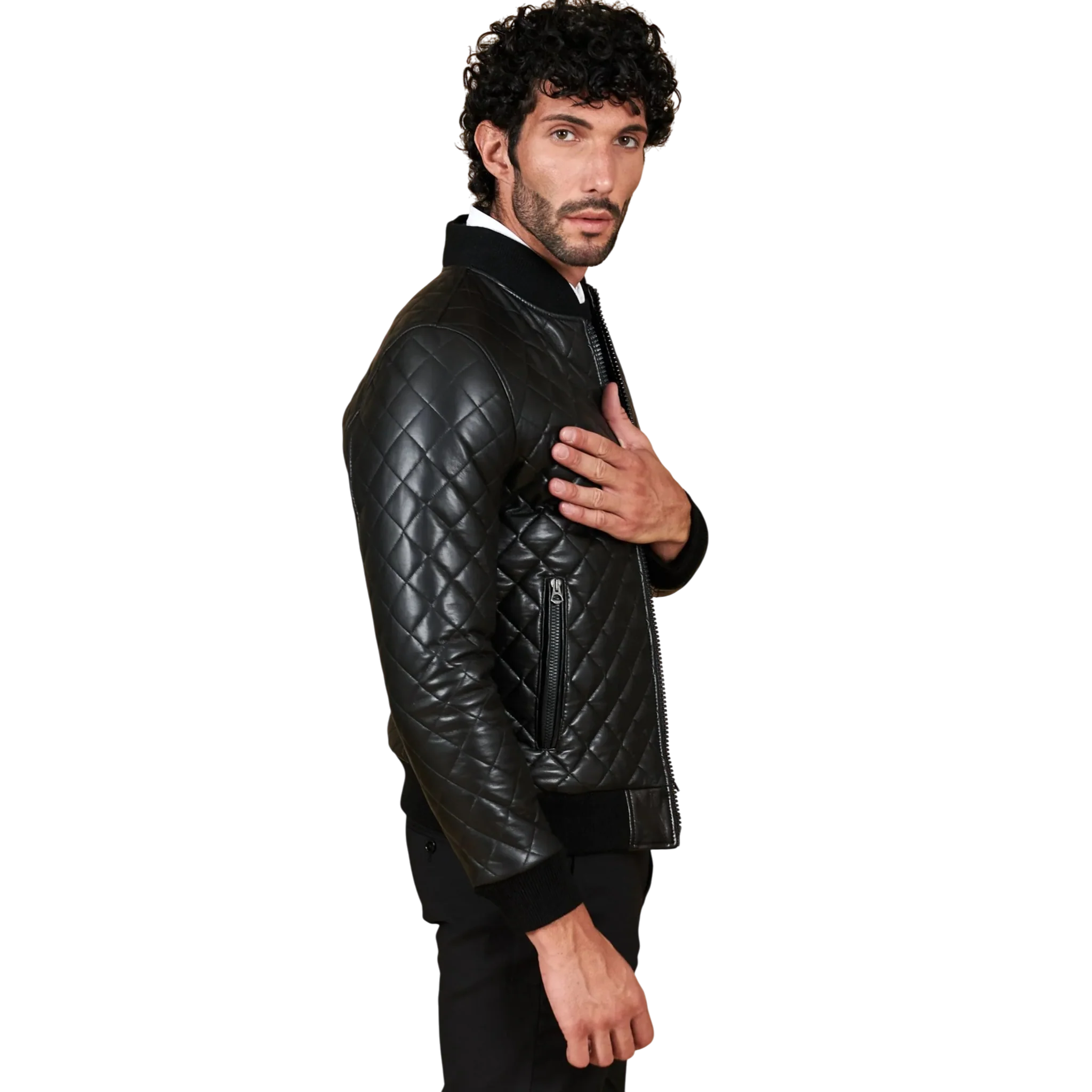 Men’s Black Slim Fit Leather Jacket-2
