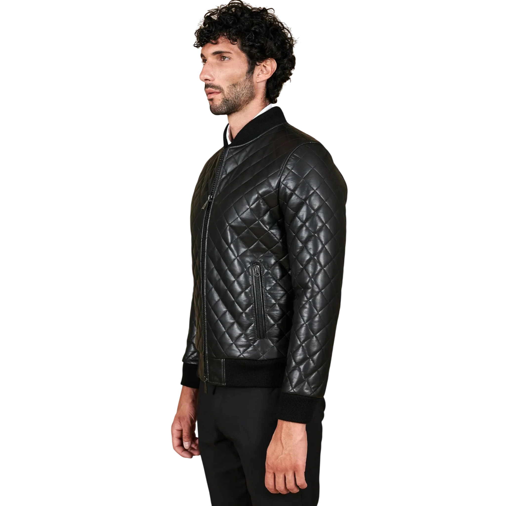 Men’s Black Slim Fit Leather Jacket-3