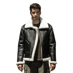Men’s Real Leather Shearling Bomber Jacket-2