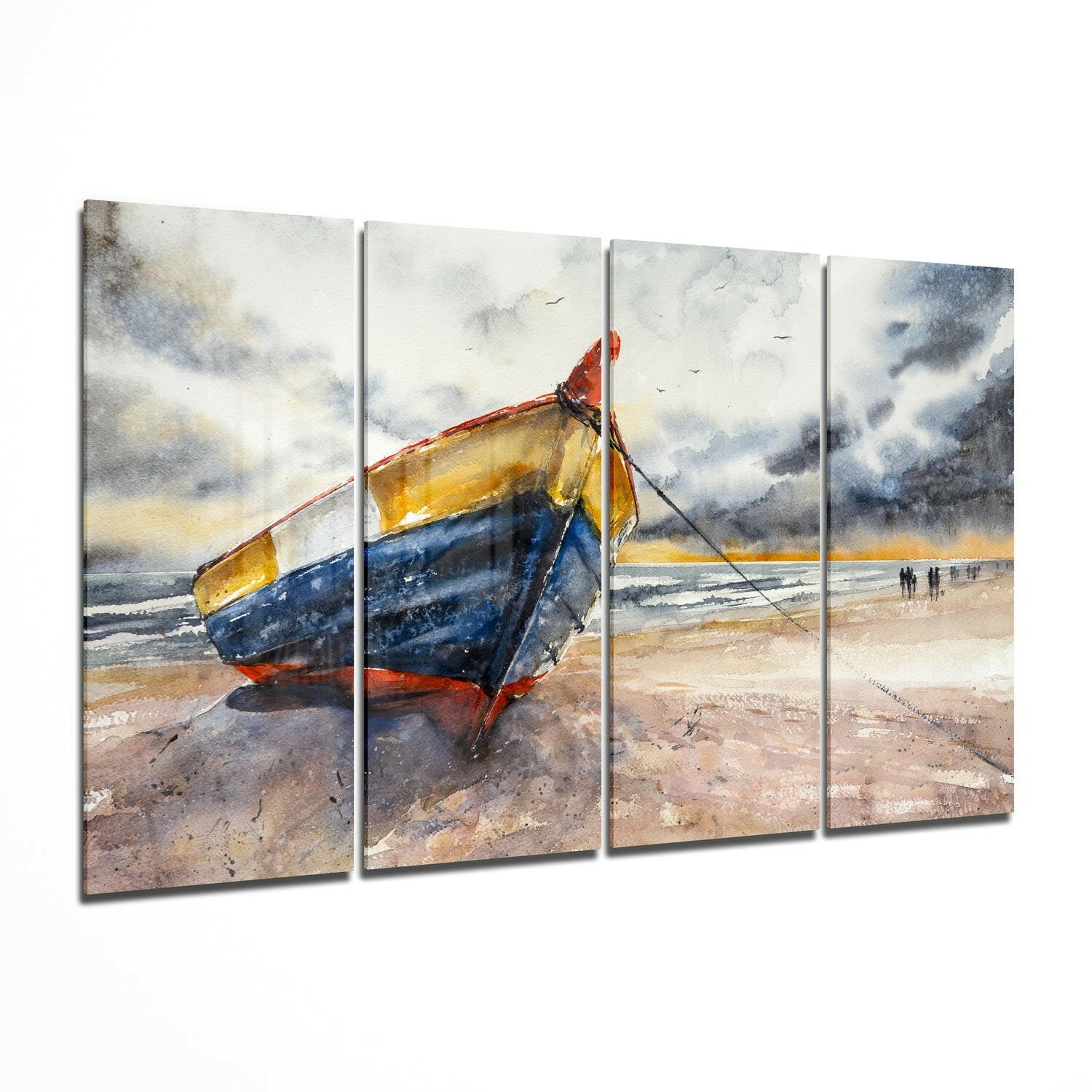 Abandoned Boat 4 Pieces Mega Glass Wall Art (59"x36")-0