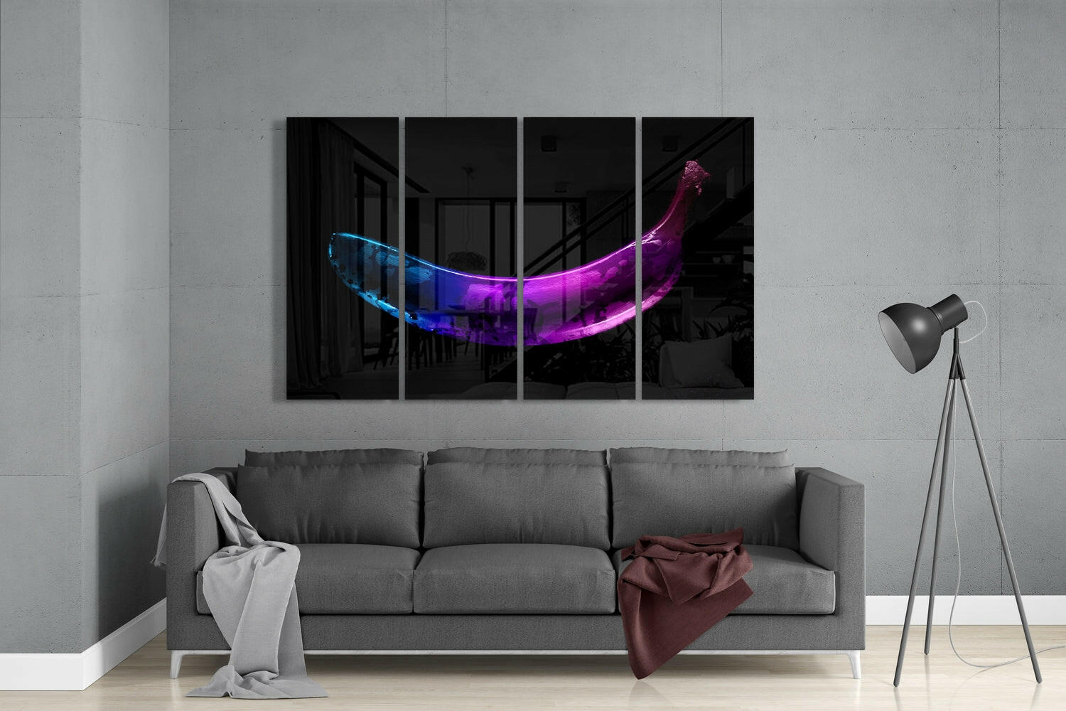 A Banana 4 Pieces Mega Glass Wall Art (59"x36")-2