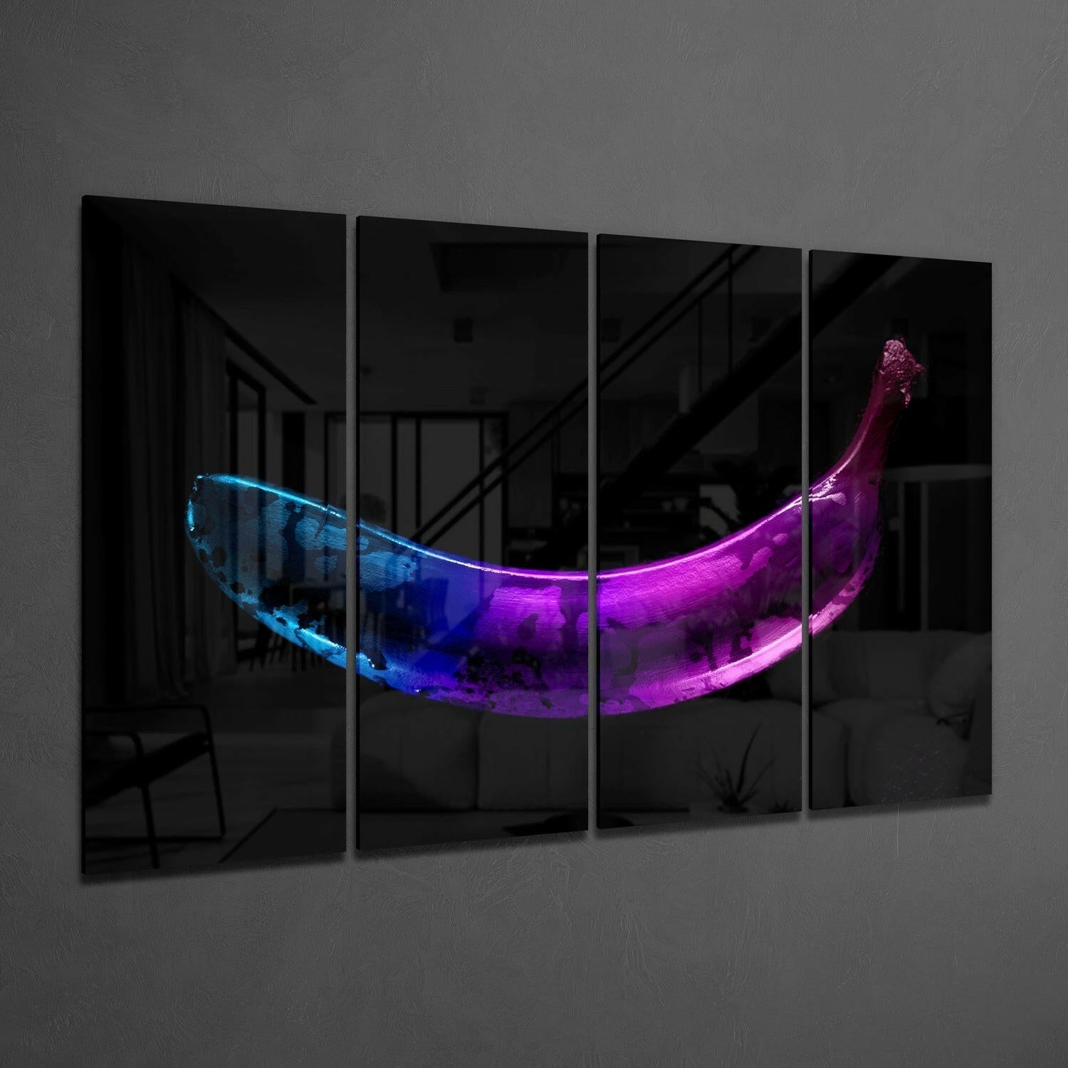 A Banana 4 Pieces Mega Glass Wall Art (59"x36")-1