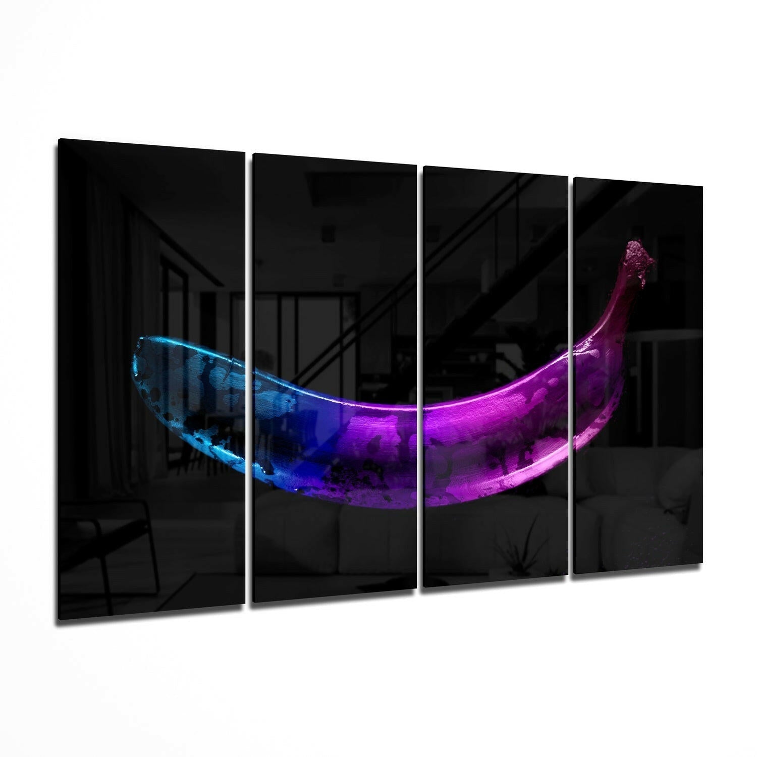 A Banana 4 Pieces Mega Glass Wall Art (59"x36")-0
