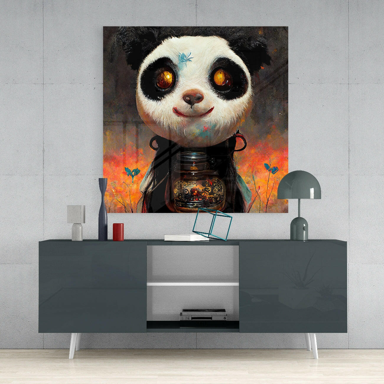 Panda Cup Glass Wall Art  || Designer Collection-3