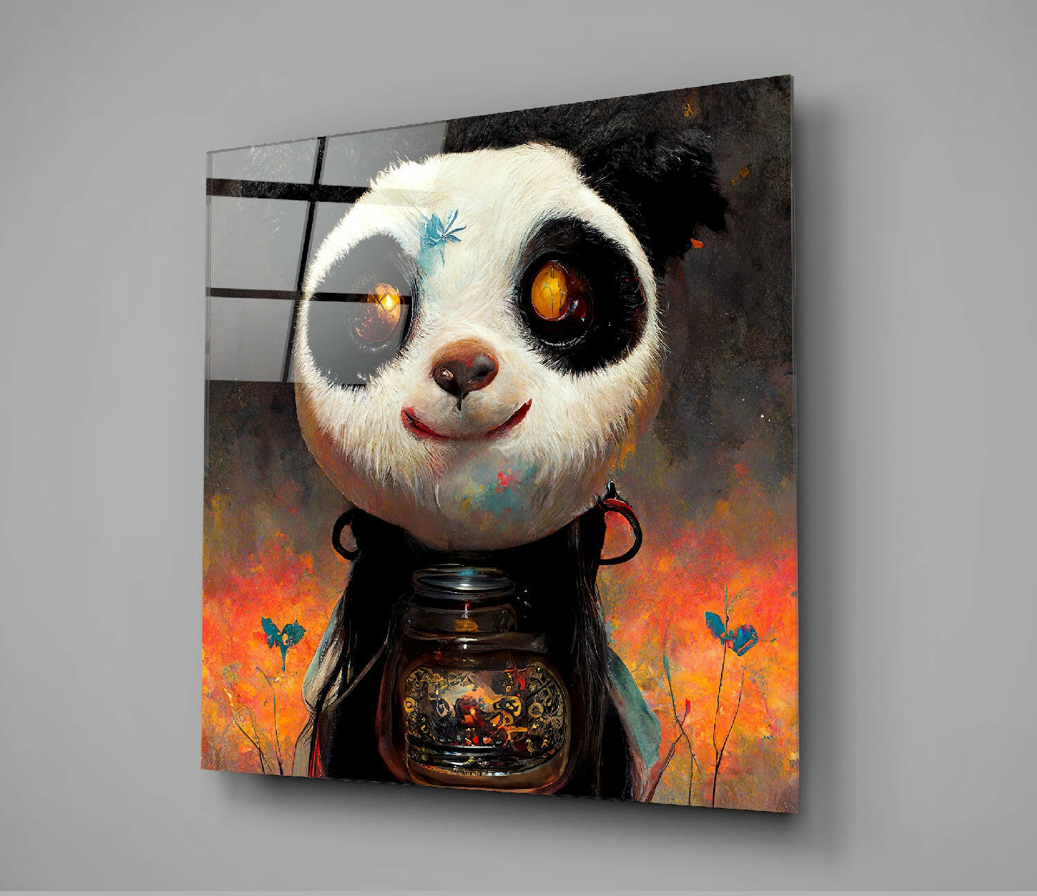 Panda Cup Glass Wall Art  || Designer Collection-1
