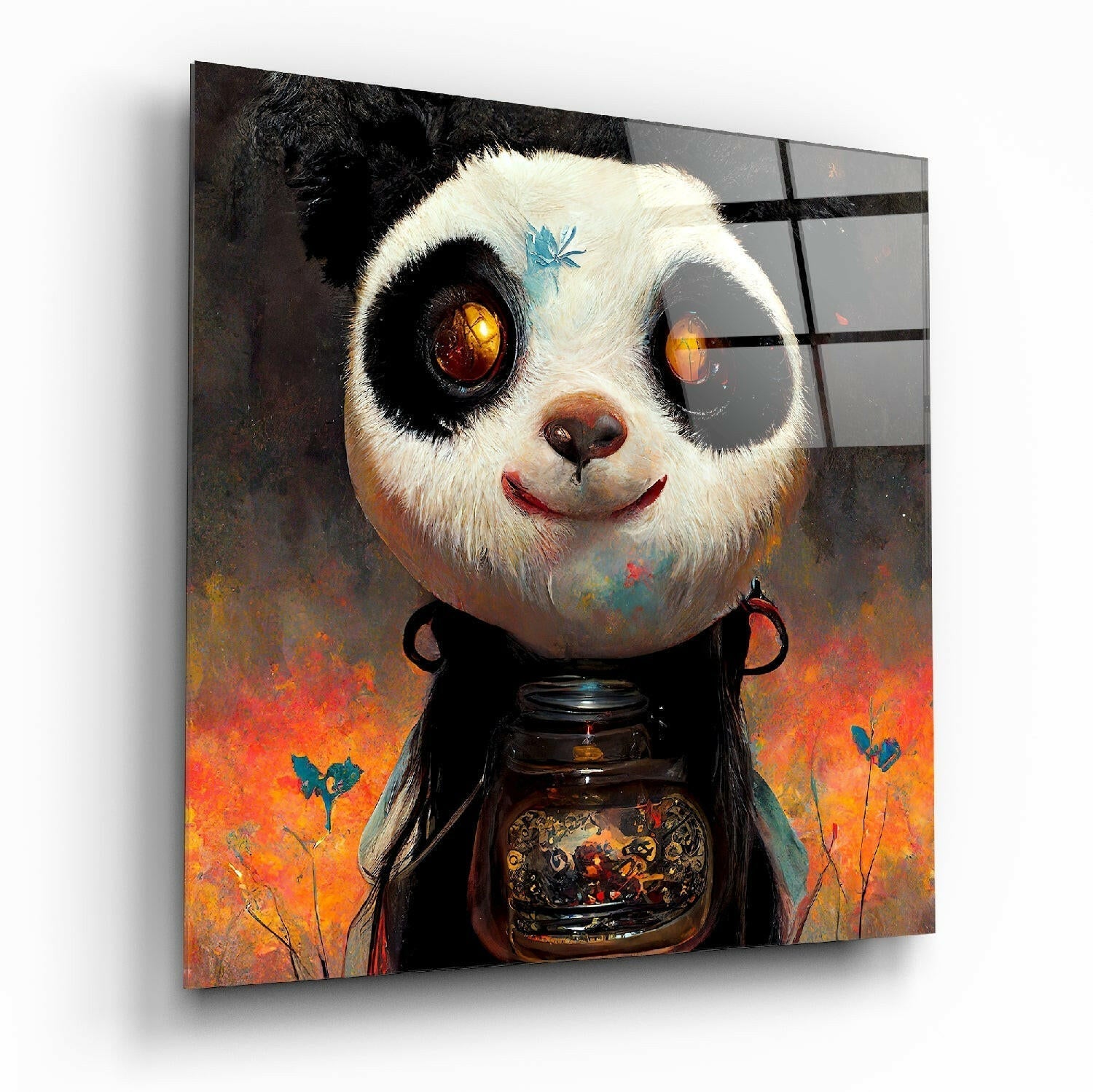 Panda Cup Glass Wall Art  || Designer Collection-0