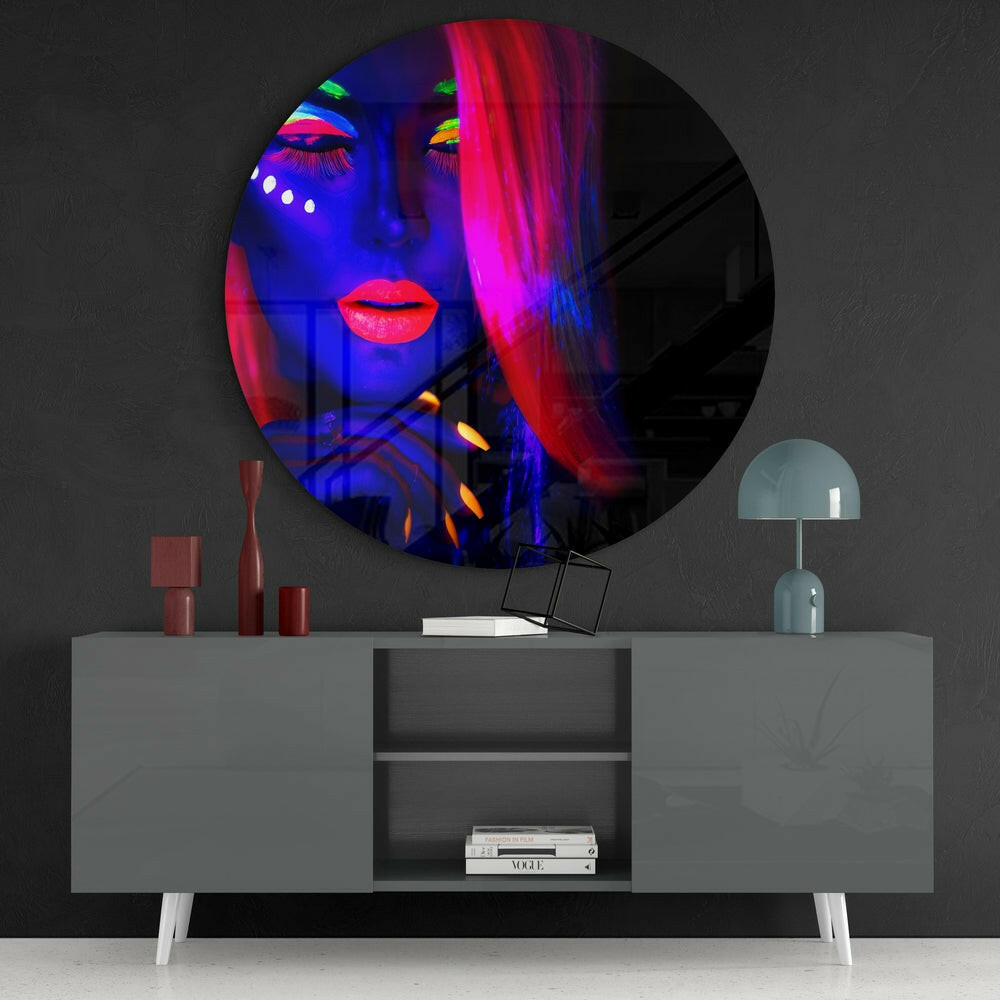 Neon Woman Glass Wall Art-3