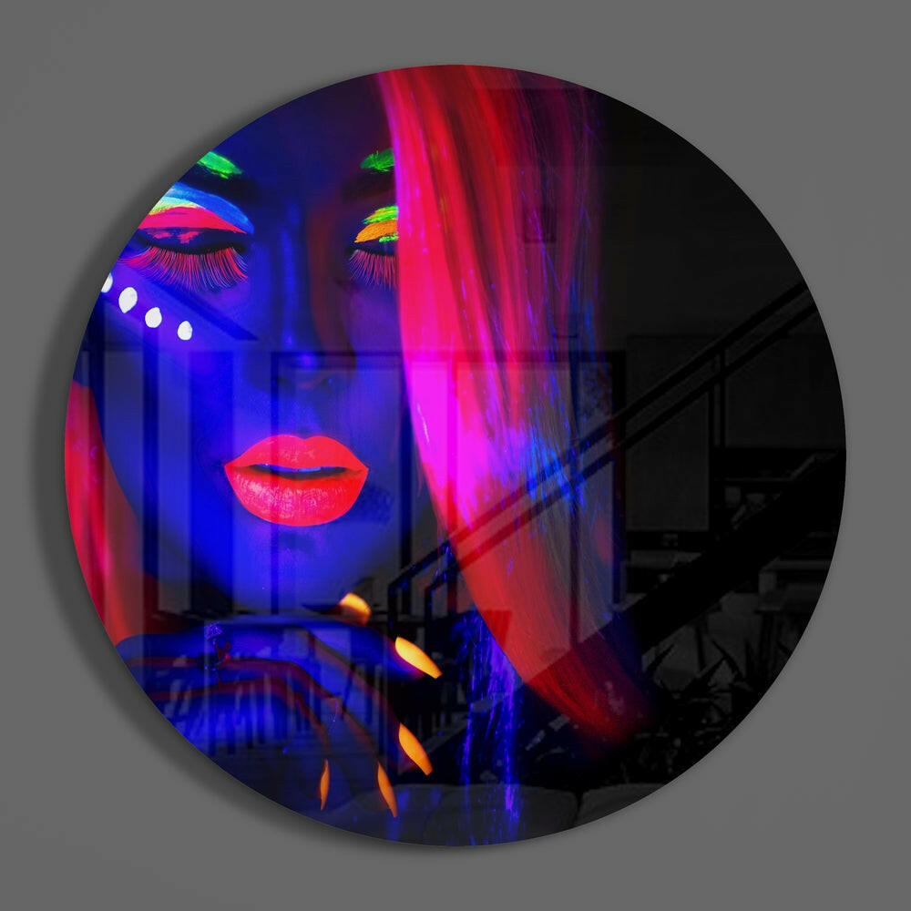 Neon Woman Glass Wall Art-2