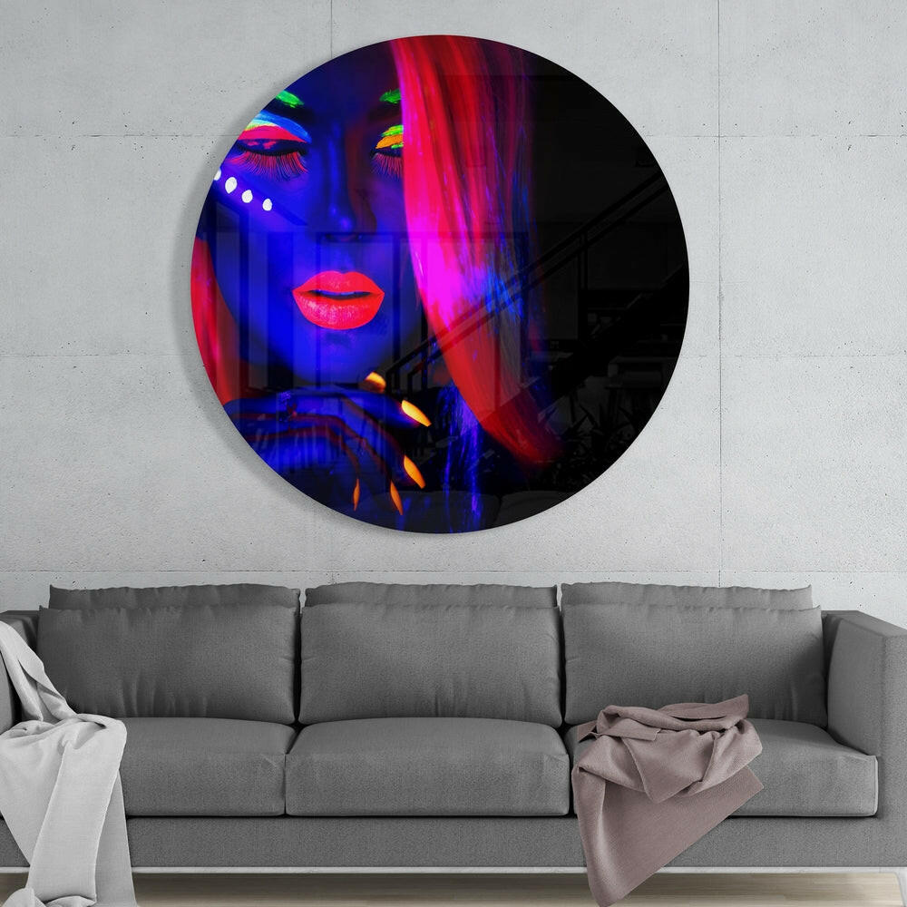 Neon Woman Glass Wall Art-1