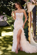 Strapless Lace & Tulle Mermaid Gown-0
