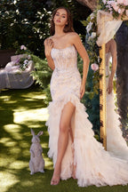 Strapless Lace & Tulle Mermaid Gown-1