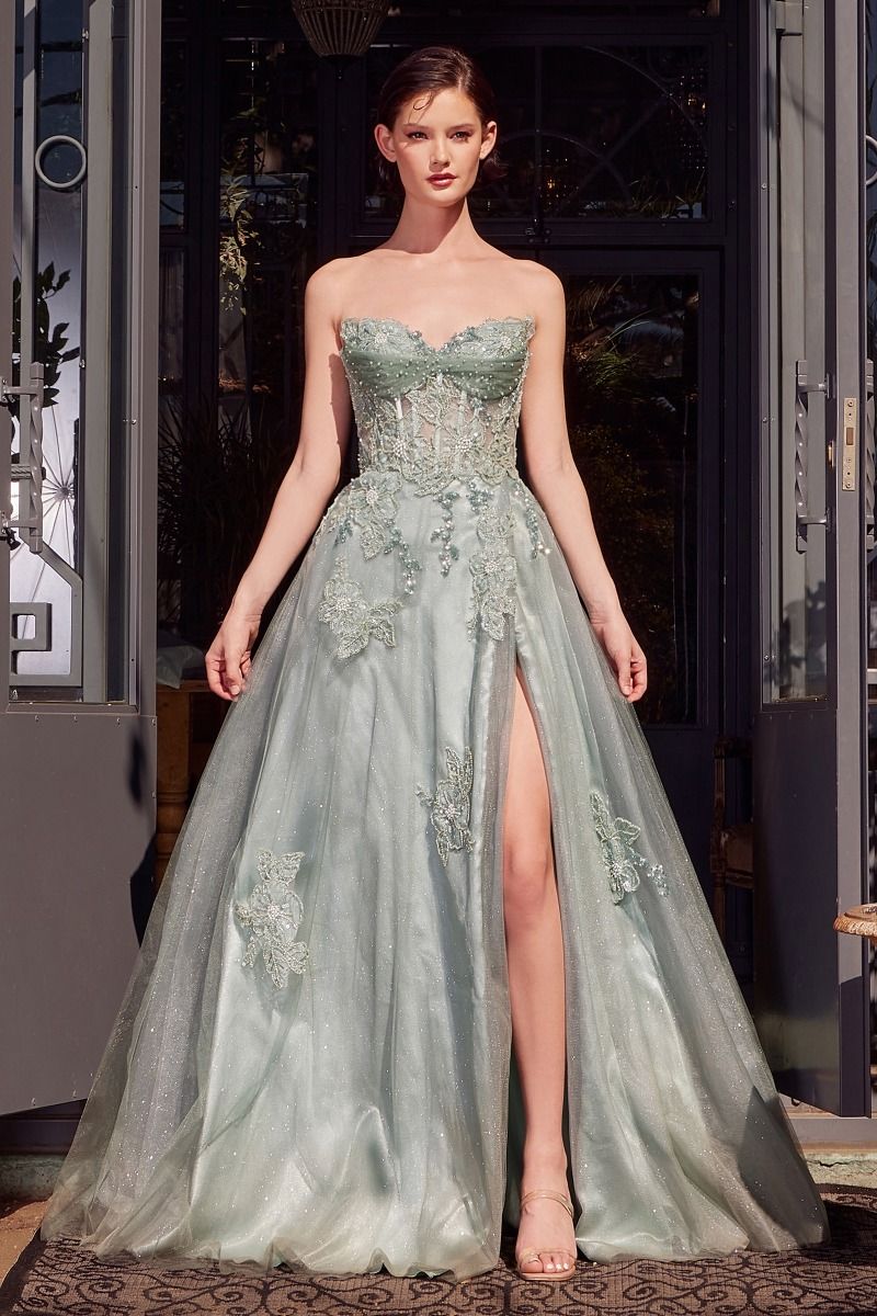 Strapless Layered Tulle Ball Gown-1