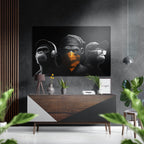 3 Wise Monkeys Brushed Aluminum Dibond Wall Art-0