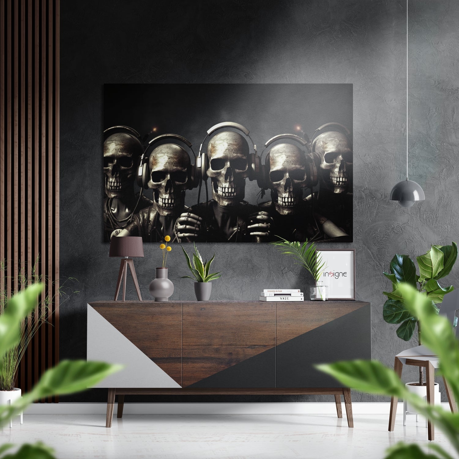 Skulls Having Fun Brushed Aluminum Dibond Wall Art-0