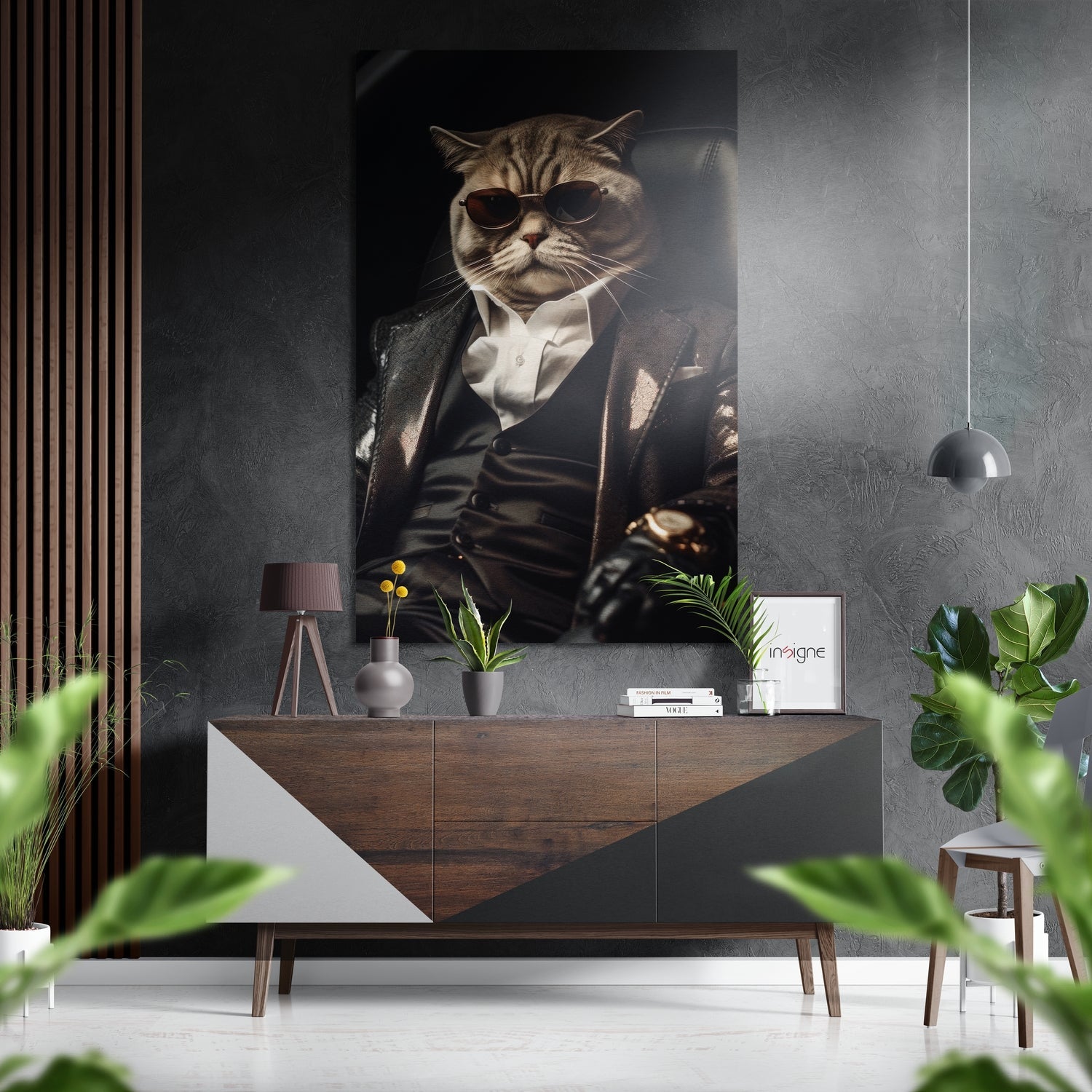 Cat Boss Brushed Aluminum Dibond Wall Art-0