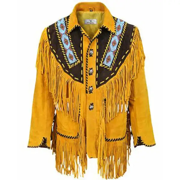 Men's Authentic Native American Western Leather Jacket-0