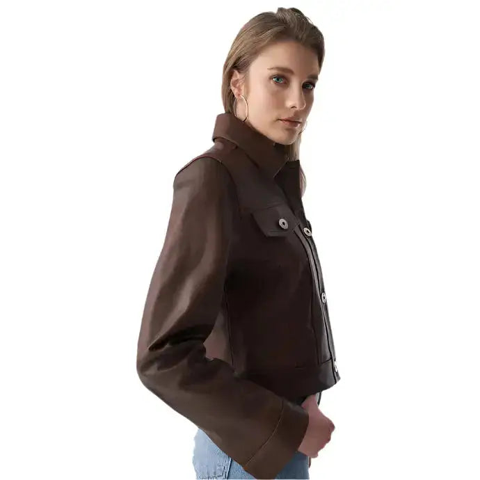 Women’s Authentic Western Tan Brown Leather Jacket-1