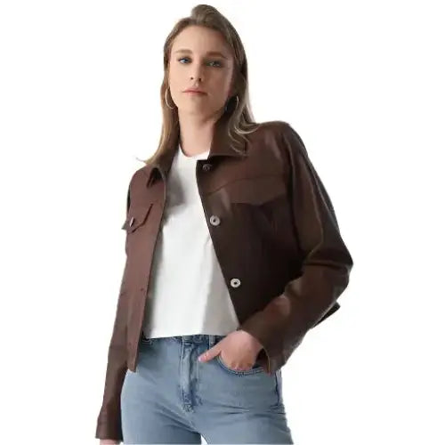 Women’s Authentic Western Tan Brown Leather Jacket-2