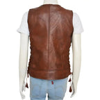 Women's Brown Leather Vest-2