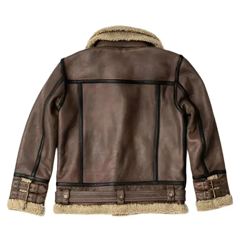 Men’s Aviator Brown Shearling Leather Jacket-1