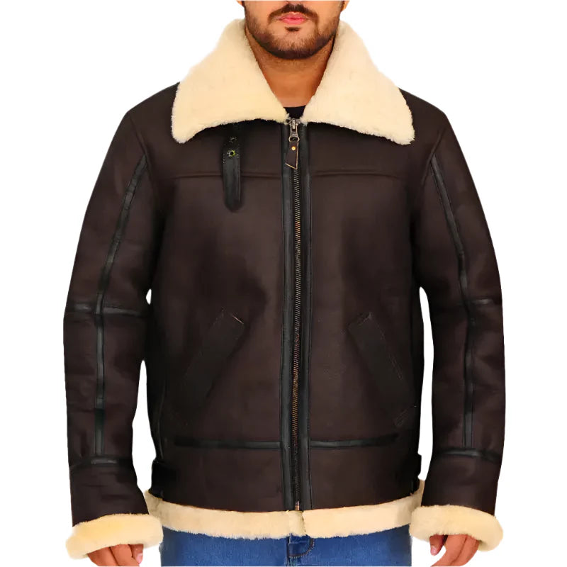 Men’s B3 Bomber Aviator Shearling Leather Jacket-4
