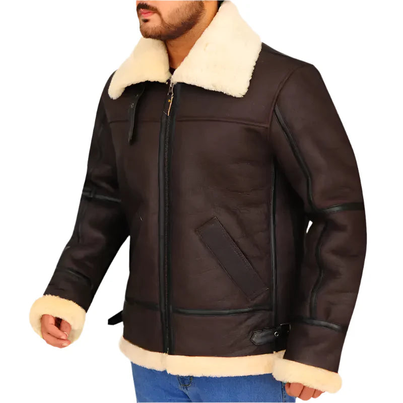 Men’s B3 Bomber Aviator Shearling Leather Jacket-3