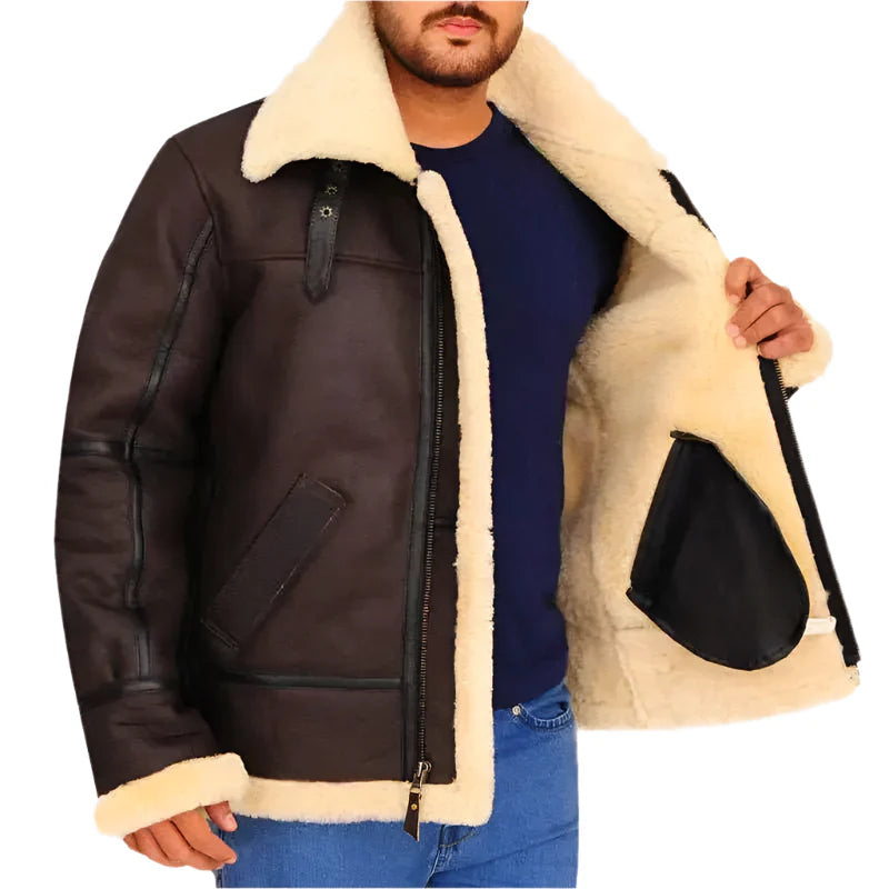 Men’s B3 Bomber Aviator Shearling Leather Jacket-2