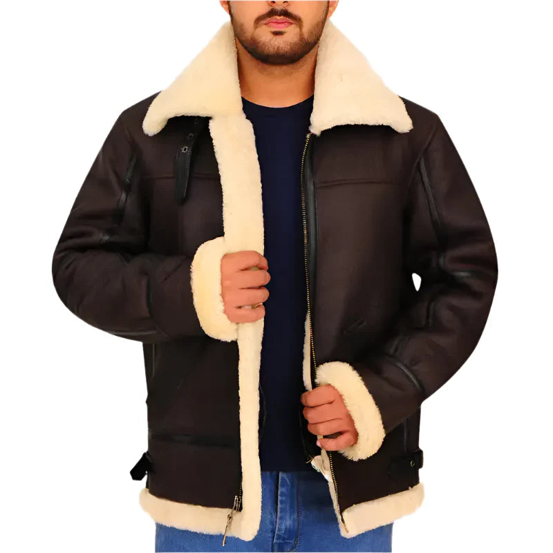 Men’s B3 Bomber Aviator Shearling Leather Jacket-0